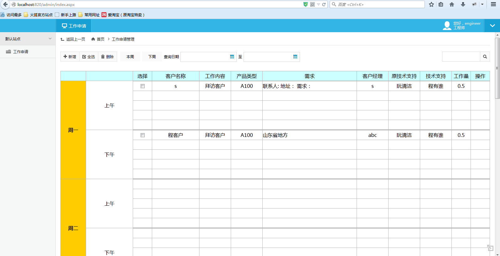 人力资源工作申请管理