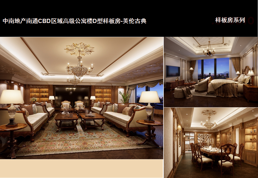 中南地产南通CBD区域高级公寓楼D型样板房-英伦古典