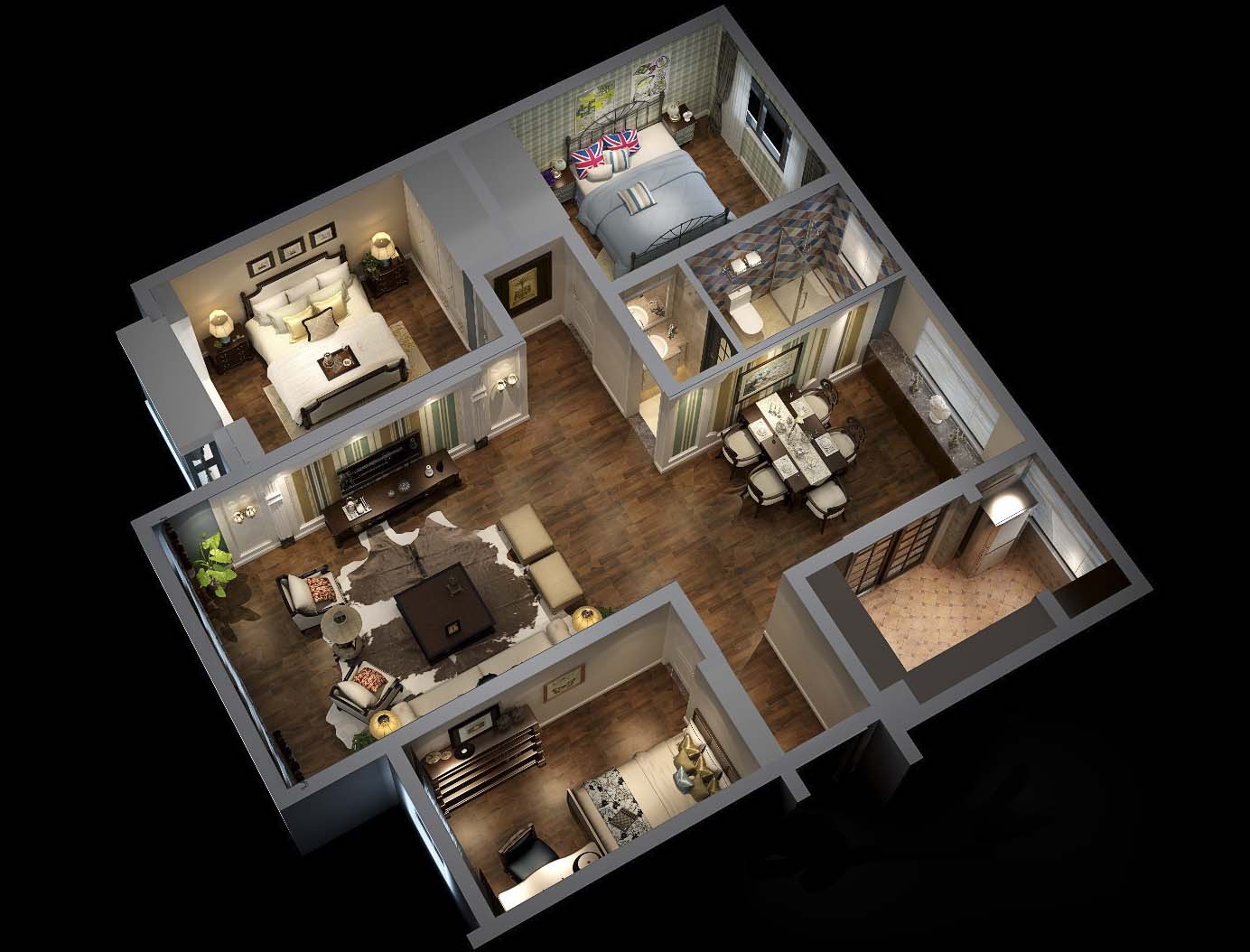 【鸟瞰图制作】3d建模效果图模型制作设计兼职后期 样板间定制_batutu