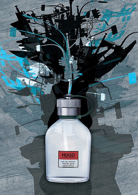 HUGO香水创意比赛作品欣赏 香水海报这样设计真的非常好看
