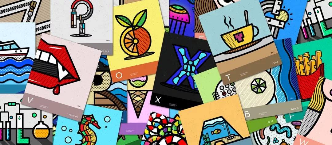 2019国外卡通风格创意字体的插画设计案例欣赏