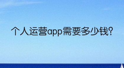 个人运营app需要多少钱?