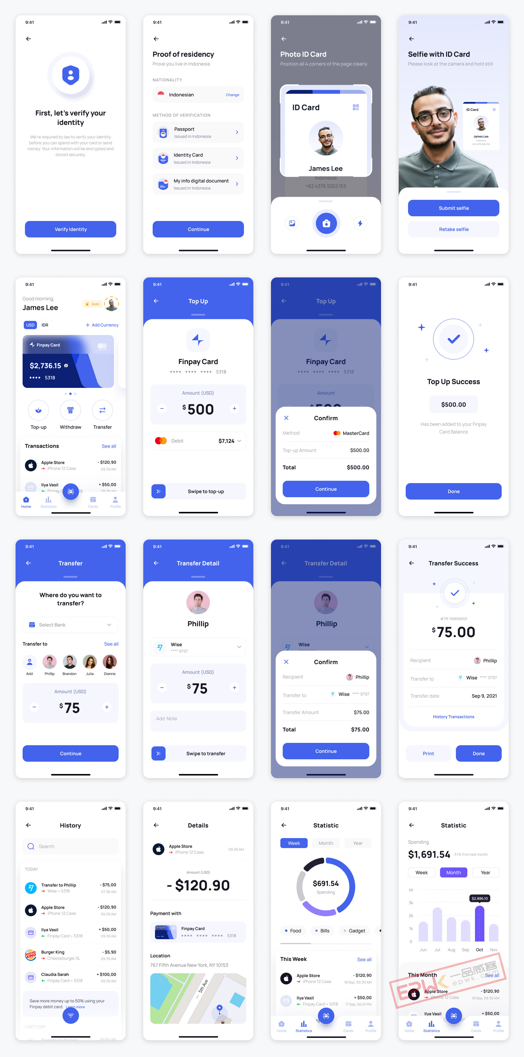 英文版金融APP开发功能页面展示