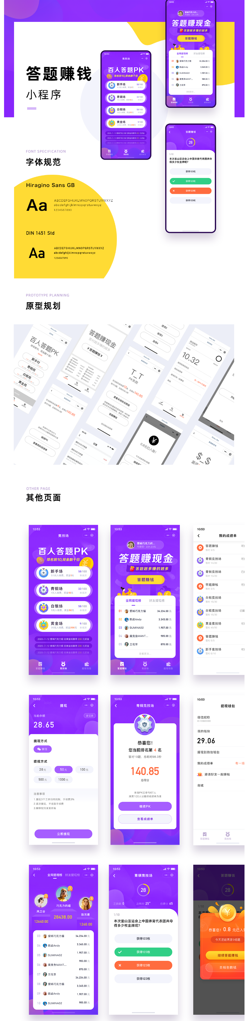 网页美工设计的流程有那些?以及网页美工案例分享-----答题赚钱小程序项目UI设计