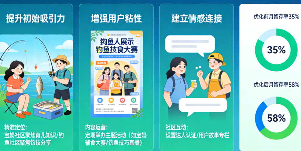 垂直社区类APP(如宝妈社区、钓鱼社区),如何解决“来得快、走得快”的问题?