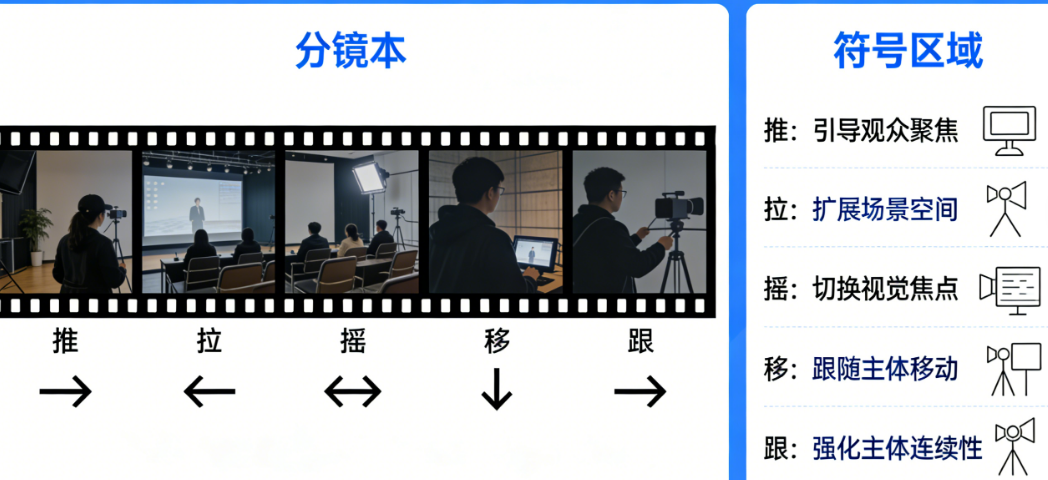 从文字到影像:分镜脚本中推拉摇移跟的标准化标注与符号学解读