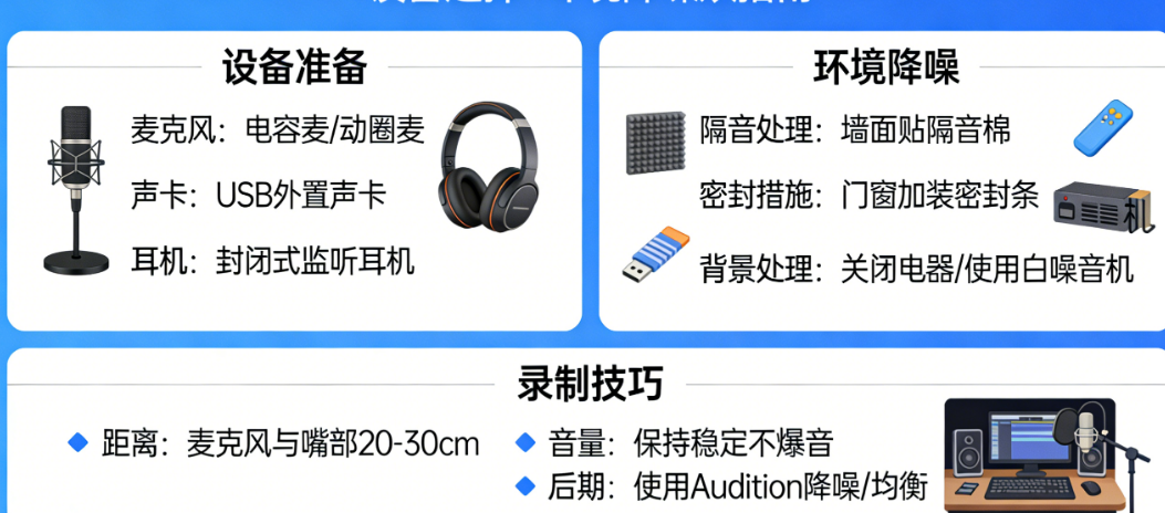 一个人在家怎么录出录音棚效果的旁白?从设备到环境降噪全攻略