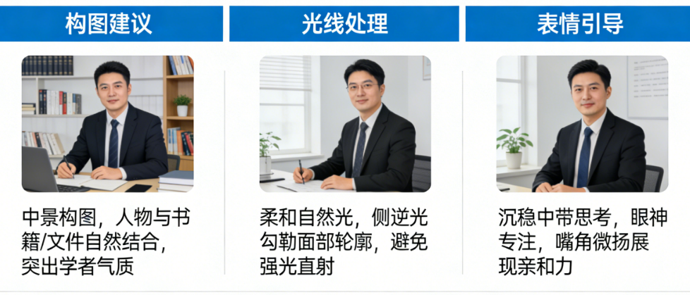不同风格的领导怎么拍出不同感觉?从气场型、亲和型到学者型的分人像拍摄指南