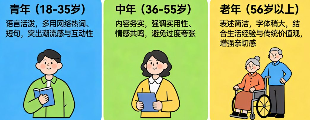 找准受众调性：不同年龄段（青年/中年/老年）文案写法技巧