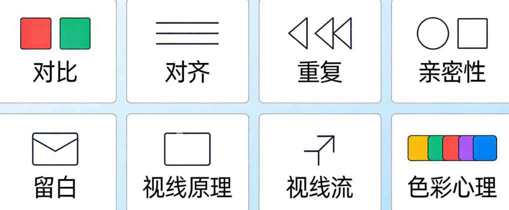 视觉传达必须懂的7个设计原理：对比、对齐、重复、亲密性、留白、视线流、色彩心理