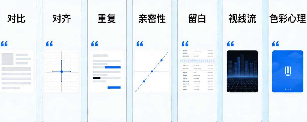视觉传达必须懂的7个设计原理：对比、对齐、重复、亲密性、留白、视线流、色彩心理