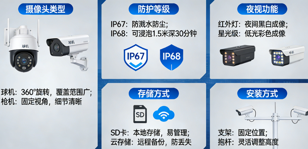 2.8mm还是6mm?立杆3米还是6米?枪机还是球机?——室外停车监控选型决策地图
