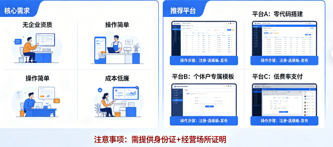 没公司没资质想做小程序？揭秘个体户可用的低门槛小程序平台