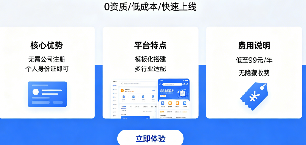 没公司没资质想做小程序？揭秘个体户可用的低门槛小程序平台