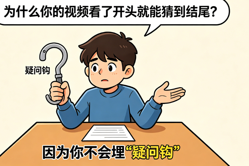 为什么你的视频看了开头就能猜到结尾?因为你不会埋“疑问钩”