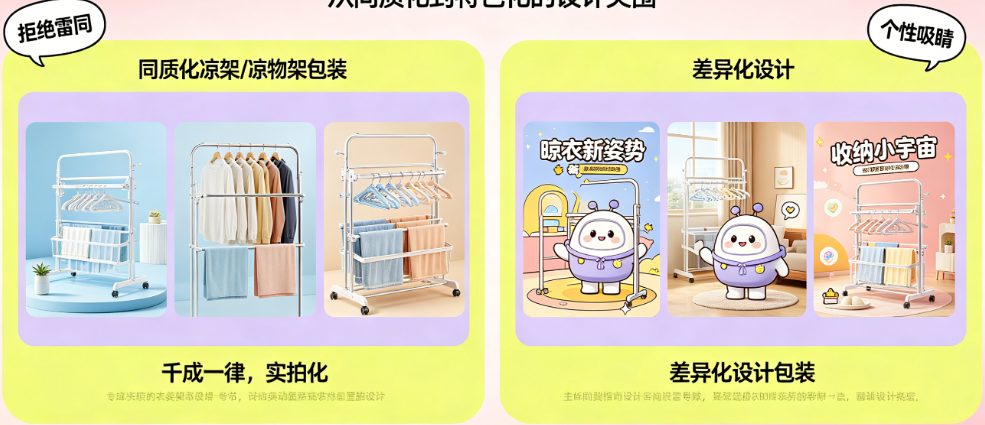 包装千篇一律怎么破?揭秘晾衣架/置物架包装的市场差异化设计方法