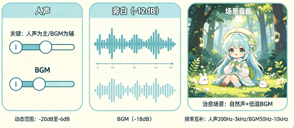 人声和BGM怎么平衡?治愈旁白的音量混音技巧