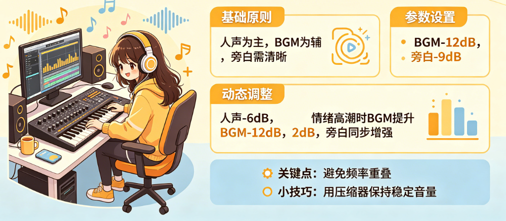 人声和BGM怎么平衡?治愈旁白的音量混音技巧