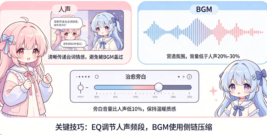 人声和BGM怎么平衡?治愈旁白的音量混音技巧