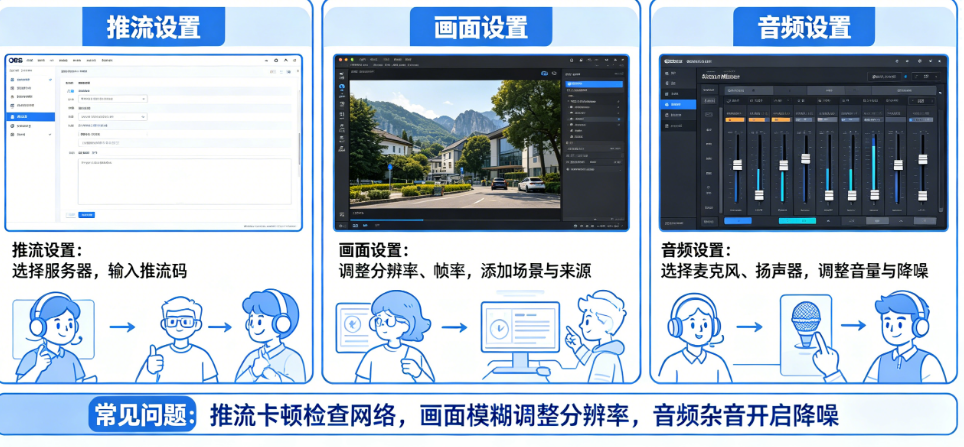 OBS直播怎么调试?推流、画面、音频如何设置?——OBS完整调试指南