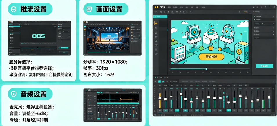 OBS直播怎么调试?推流、画面、音频如何设置?——OBS完整调试指南