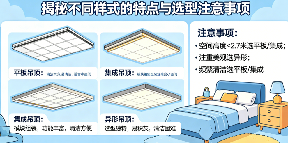 卧室吊顶选错压抑又难清洁?揭秘不同样式的特点与选型注意事项