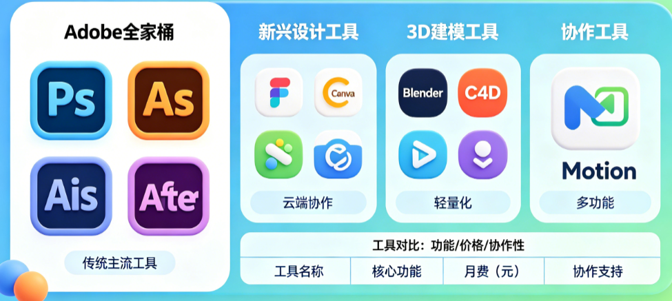 广告设计师软件别只懂“Adobe全家桶”!从主流工具到新兴替代的完整生态盘点