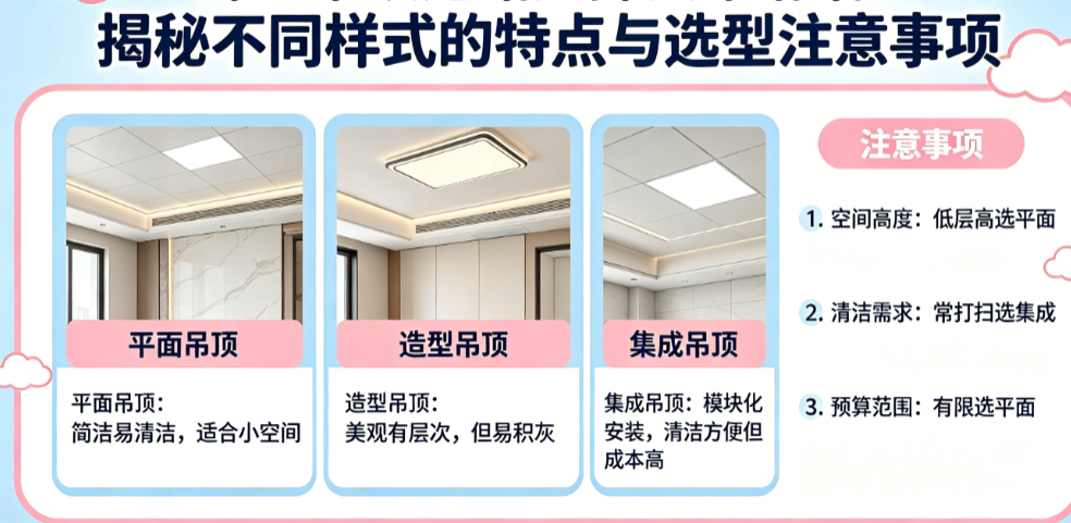 卧室吊顶选错压抑又难清洁?揭秘不同样式的特点与选型注意事项