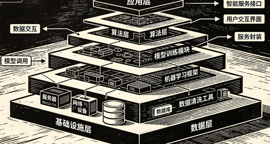 AI系统集成的技术架构是什么?层与层之间怎么协同?
