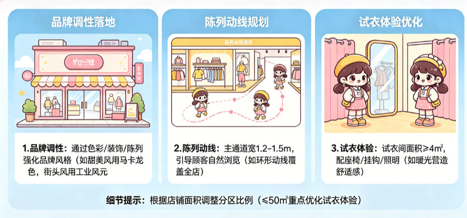 服装店空间设计的原则有哪些?品牌调性、陈列动线、试衣体验如何落地?