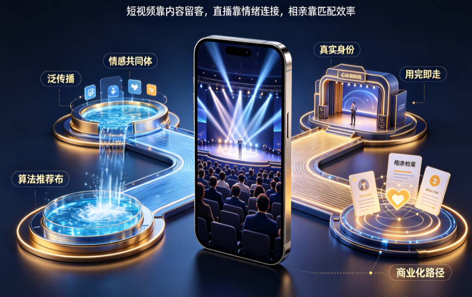 直播社交vs短视频社交vs相亲交友：不同社交模式的用户行为与功能差异