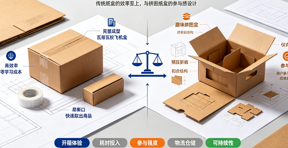 趣味拼图纸盒vs传统纸盒:开盒体验与用户参与感的全面对比